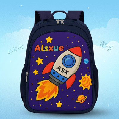 MOSU Rocket Star Glide Theme School Bag Waterproof School Bag(Blue, 26 L)