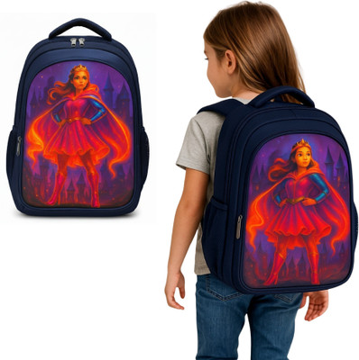 MOSU Princess Flaming Warrior Backpack Waterproof School Bag(Blue, 26 L)