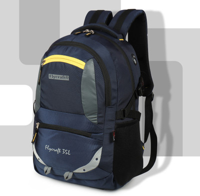 Flycraft simna.1381/3 navy blue yellow spacy unisex laptop backpack and travel bag office bag with reflective strip style. Waterproof School Bag(Blue, Yellow, 30 L)