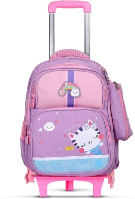 Tinytot Stylish & Trendy School Collage Travel Backpack with Trolly 2nd Standard onward Waterproof School Bag(Purple, Pink, 22 L)