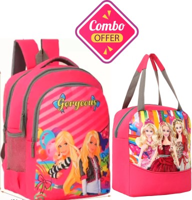 DrUV BARBIE school and lunch bag For 1st std-5th std (Pink, 30L) Waterproof51 Lunch Bag(Pink, 30 L)