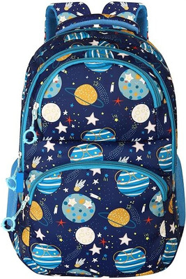 AYZON Premium Quality Printed Soft touch Lightweight Designer Kids backpack Waterproof School Bag(Dark Blue, 28 L)