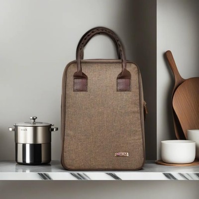 LOREM Khakhi Premium Quality Stylish Office Use Tiffin Bag For Men, Women & Kids Waterproof Lunch Bag(Brown, 3 L)