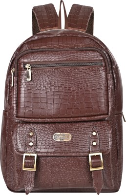 Pramadda Pure Luxury Trendy Croco Leather 15.6 Inch laptop backpack for men for office and college. 25.5 L Laptop Backpack(Brown)