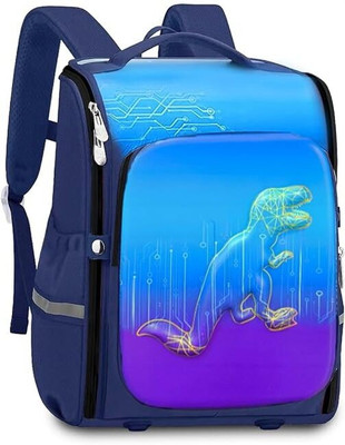 TONY STARK Dino 3D Embosed Design Water-Resistant Backpack For 5-12 Yrs School Kids School Bag(Blue, 15 L)