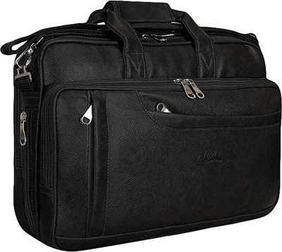 Leatherworld 16 inch Expandable Laptop Office Bag Messenger Bag(Black, 20 L)