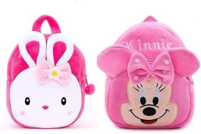 ISMAIL ANSARI ENTERPRISES Kids Rabbit Minnie Cartoon Soft Plush Boys Girls 2-5 Years School Bag(Pink, 10 L)