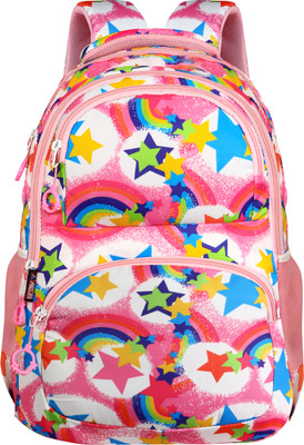 AYZON Premium Quality Printed Soft touch Lightweight Designer Kids School backpack Waterproof School Bag(Pink, 28 L)