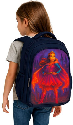 MOSU Princess Queen Power Kids Backpack Waterproof School Bag(Blue, 26 L)