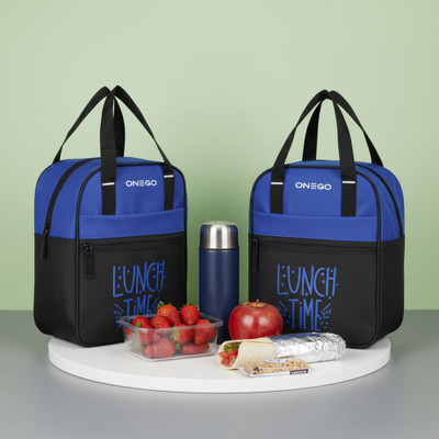 ONEGO Compact Tiffin Bag for Daily Use | Great for School Office & Outdoor Trips Waterproof Lunch Bag(Blue, Black, 10 L)