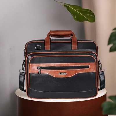LOREM Tan & Black Color Faux Leather 28L Messenger Bag For Men DB-BG105 Messenger Bag(Multicolor, 28 L)