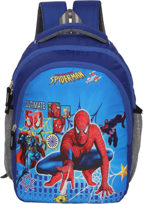 Globalstar Spiderman 30 Litre Nursery (LKG/UKG/1st to 5th std) Boys Girls Kids School Bag Waterproof School Bag(Blue, 30 L)