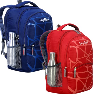 SKY RISE 35 L Casual Waterproof Laptop Bag-(Pack of 2) Waterproof School Bag(Blue, Red, 35 L)