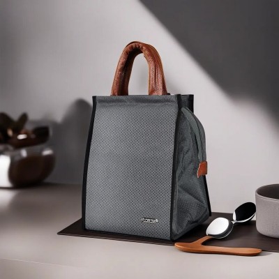 LOREM FZ-TB10 Grey Linen Insulated /Tiffin/Storage Bag Men & Women Office, School Waterproof Lunch Bag(Dark Grey, 11 L)