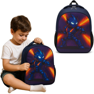 MOSU Robot Battle Hero Cartoon Bag Waterproof School Bag(Blue, 26 L)