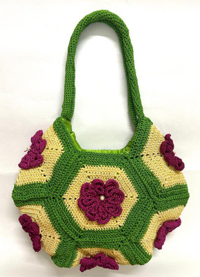 Manasi Craft Fancy Handbag Green Pink color Shoulder Bag(Green, 500 L)