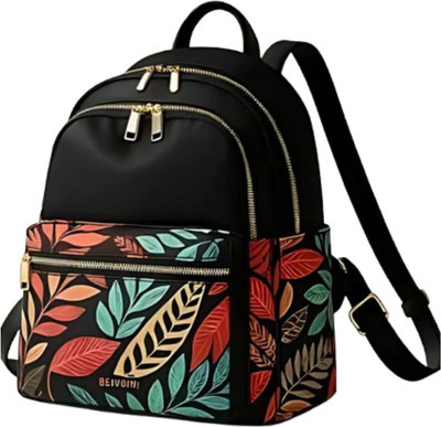 RAYVER CREATION Elegant Beige Floral Embroidered Backpack with Double Zipper and Stylish Design Waterproof Backpack(Multicolor, 20 L)