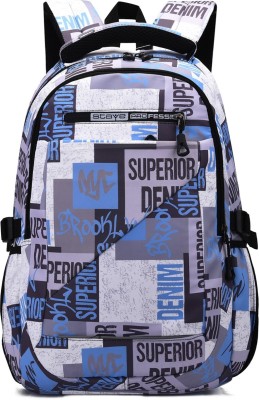 Tinytot Collage,Traval backpack 2nd standard onward Waterproof School Bag(Grey, Blue, 30 L)