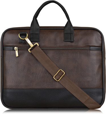 grevora Brown & Black Color Faux Leather 10L Office Laptop Bag For Men & Women GR-BG33 Waterproof Messenger Bag(Brown, 10 L)