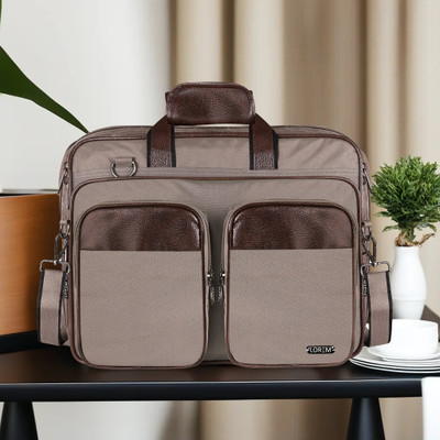 LOREM Grey & Brown Color PVC Coated Fabric 28L Messenger Bag For Men DB-BG101 Messenger Bag(Cream, 28 L)