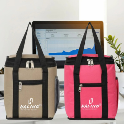 HALINO COMBO PACK OF 2 LUNCH BAG TIFFIN BAG PREMIUM QUALITY Waterproof Lunch Bag(Pink, Beige, 2 L)