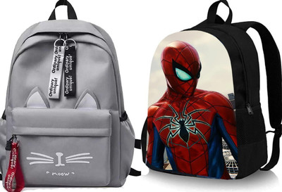 Shishtha B_CT-GRY@@_1 & SPIDER-04_@@_1PC_xy Laptop Bag(Grey, Black)