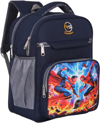 RS Famous Lightwegit 35L School Bag for Boys & Girls Kids UKG to 2nd Class Waterproof School Bag(Dark Blue, 35 L)