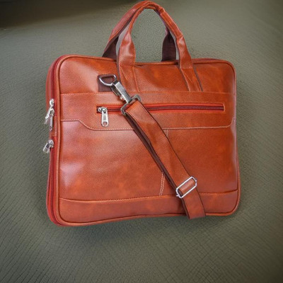 JairaJ Unisex Synthetic Leather Laptop Shoulder Messenger Bag men women Waterproof Messenger Bag(Tan, 789 L)
