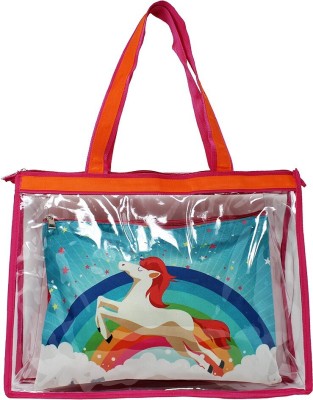 the rosette imprint Tote Bag Set With A Colorful Pouch Inside (Waterproof) (Unicorn Design) Waterproof Multipurpose Bag(Orange, 32 inch)