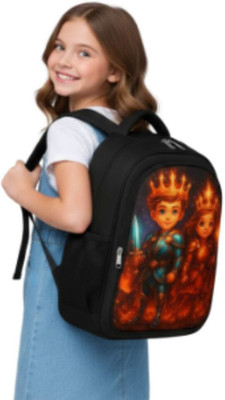 MOSU King Queen Power Twins School Bag Waterproof School Bag(Black, 26 L)