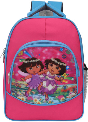 Globalstar Dora Pre-School 35.5 cm For Nursery (LKG/UKG/1st to 4th std) Boys & Girls Bag Waterproof School Bag(Pink, Light Blue, 30 L)