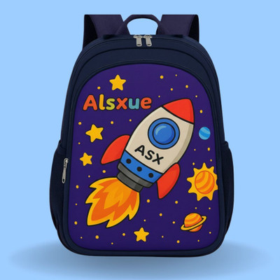 MOSU Rocket Star Hero Universe Bag Waterproof School Bag(Blue, 26 L)