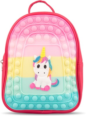 SAEKOS Unicorn Pop it Bagpack stylish Unicorn print bag cum Pop it toy Waterproof Backpack(Red, 5 L)