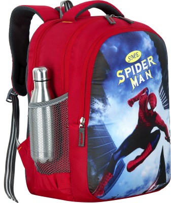 bayo Spiderman 47cm 1st/2nd/3rd/4th &5th class Lightweight school Bag for Boys &Girls Waterproof School Bag(Red, 35 L)