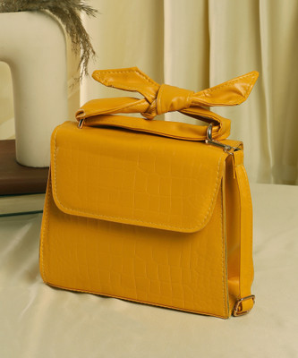 Haute Sauce Solid Croc Sling Bag Sling Bag(Yellow, 2 L)