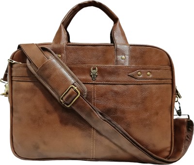 Krishiv Vegan Leather Messenger Leatherette Laptop Handbag Stylish Office Laptop Bags Messenger Bag(Tan, 16 L)