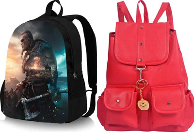 Shishtha B_DGTL-014_@@_1PC & RED-4PKT-BACKPACK-SINGLE_xy Laptop Bag(Black, Red)