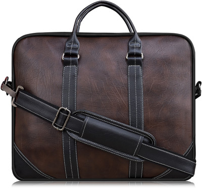 JPEnterprises Brown & Black Color Faux Leather 10L Office Laptop Bag For Men & Women JP-BG44 Waterproof Messenger Bag(Brown, 10 L)