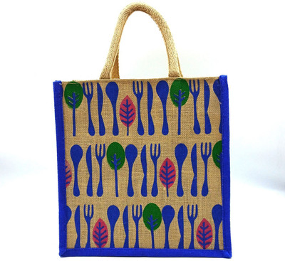 unity enterprise Jute Bag With Kata Chhamach Model Multipurpose Bag(Blue, 10 L)