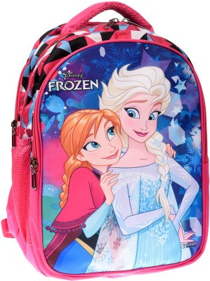 DISNEY Frozen 3 Compartment Rexine School Bag with Zipper Closure|Pink School Bag(Pink, 15 L)