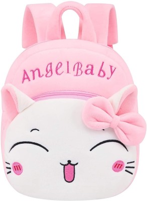 Harshidrishti Angle Baby Toddler School Plush Kids Bag for 2 to 5 year Child School Bag(Pink, White, 10 L)