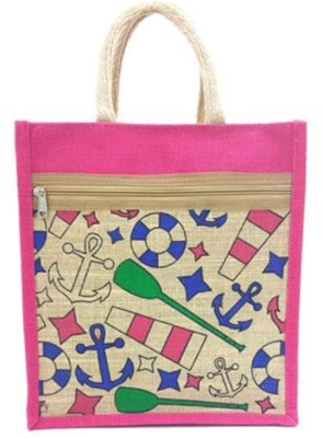 unity enterprise Jute Bag With Anchor Model Multipurpose Bag(Pink, 10 L)