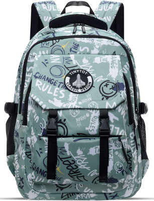 Tinytot SB231_01 Large, 20 Inches, School Collage Backpack for Boys Girls Men & Women Waterproof School Bag(Black, Green, 30 L)