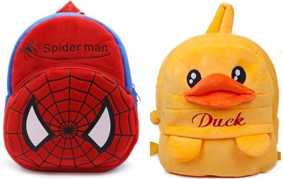 R.K Creation Spiderman & Duck -very soft fabric kids bag 1 to 6 year girls & boys School Bag(Red, Yellow, 10 L)
