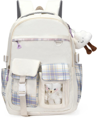 Tinytot School Backpack College Bag Travel Bag 2nd Standard onward Waterproof School Bag(Cream, 26 L)