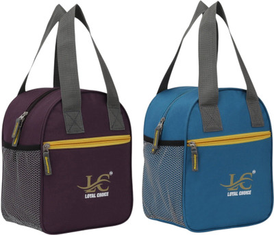 LOYAL CHOICE Pack of 2 COMBO Lunch Bag Small for Office Men Women and Kids Waterproof Lunch Bag(Purple, Light Blue, 6 L)
