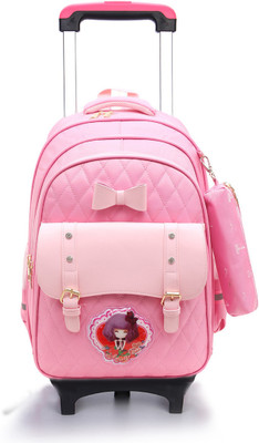 Tinytot SB075_02T School College Travel Backpack Bag with Trolly for Girls Waterproof Backpack(Pink, 25 L)