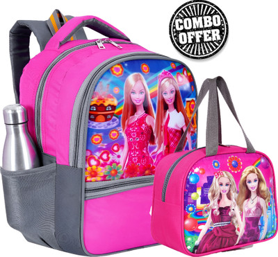 IRY BARBIE school and lunch bag For Pre-School For Nursery (LKG/UKG) Waterproof School Bag(Pink, 35 L)