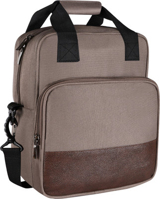JPEnterprises Milk Grey-Chocolate Faux Leather & PVC with Detachable strap Tiffin bag JP-TB18 Lunch Bag(Cream, 13 L)