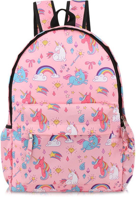 Evara Printed School/Collage/Picknic Bag-Backpack For Girls & Women |(Printed) 17 L Backpack(Pink)
